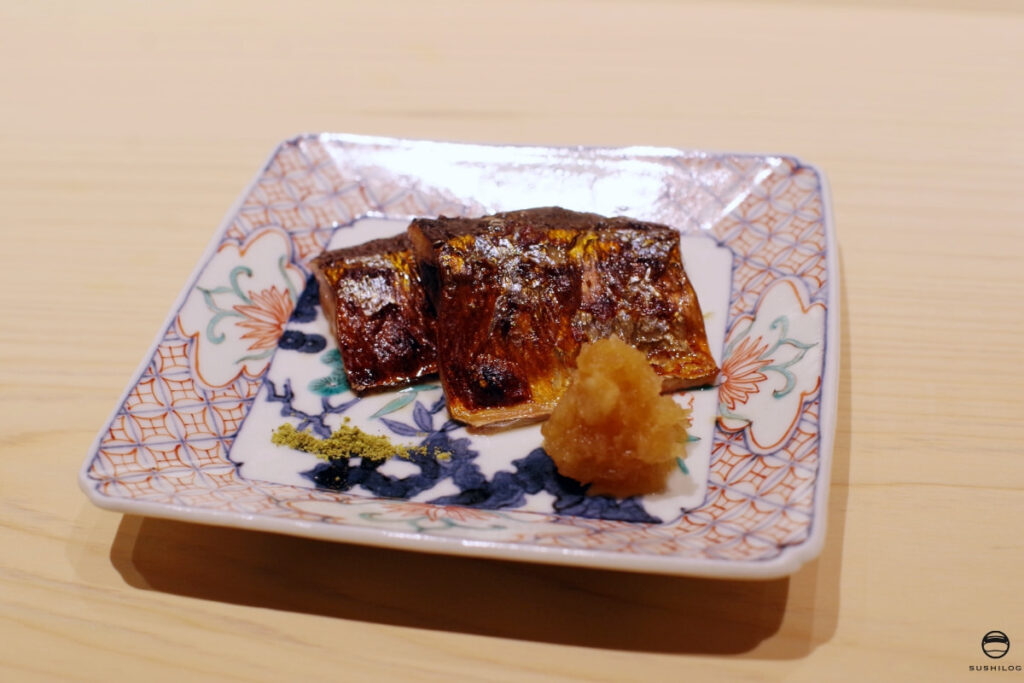 秋刀魚の肝醤油漬け焼き