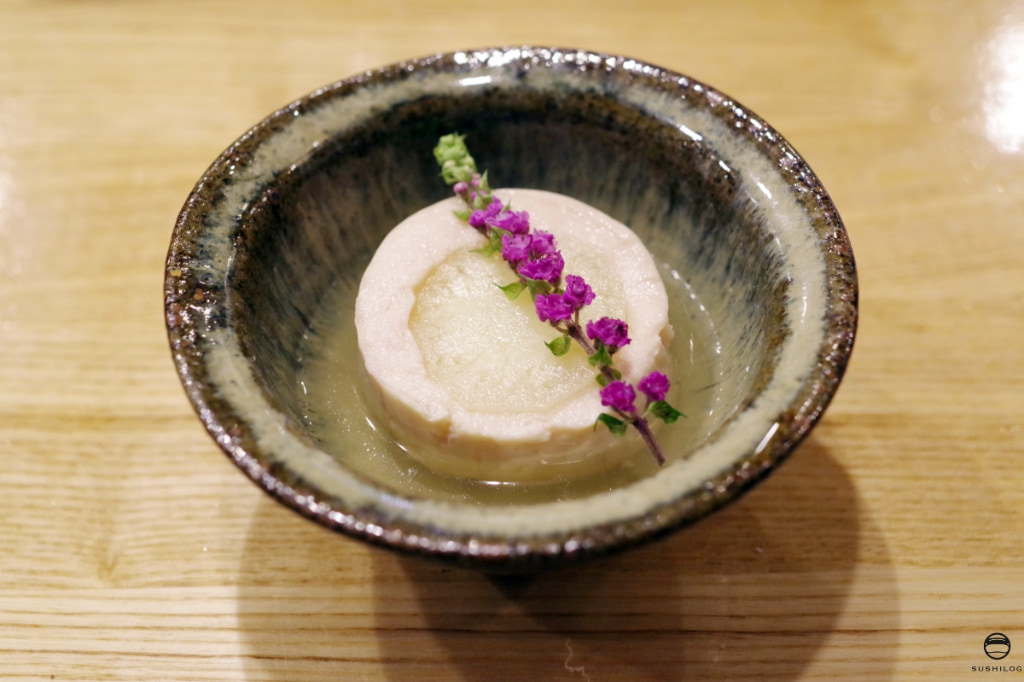 胸肉とマコモダケの八幡巻き