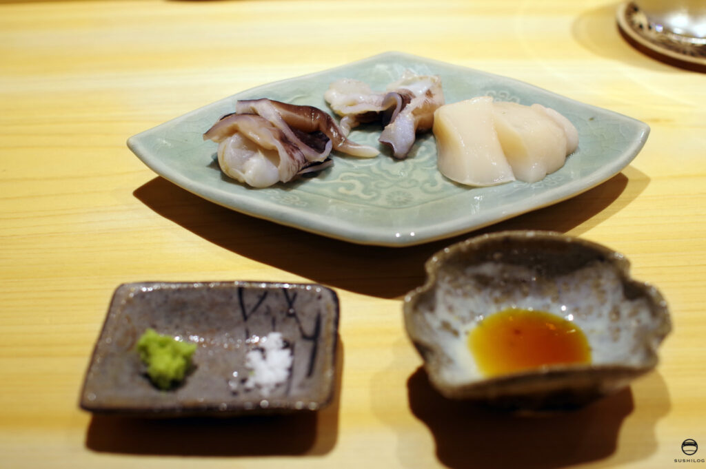 トリ貝と帆立の刺身