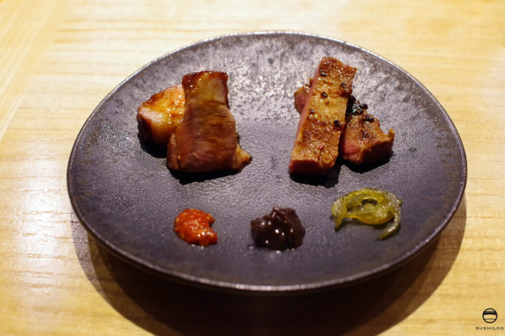 叉焼、牛タンの豆板醤漬け