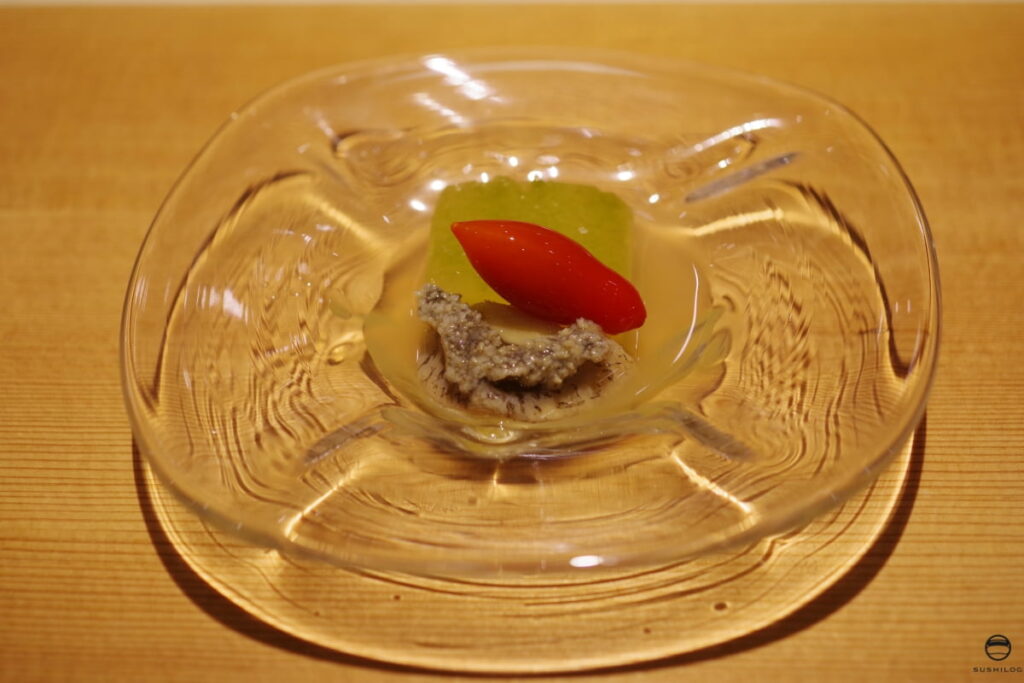 冬瓜、トマト、蒸し鮑