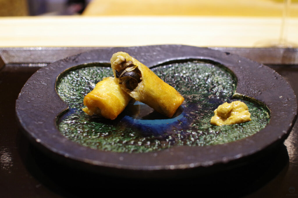 鮟鱇の春巻き、鮟肝ソース