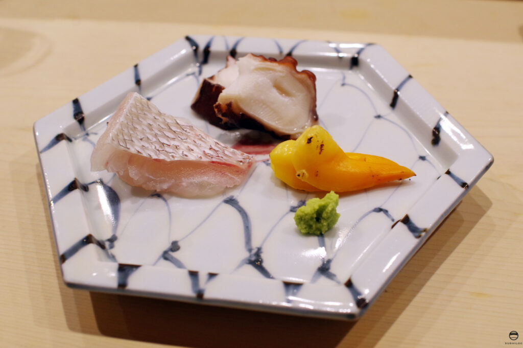 鯛、蛸、青柳の刺身