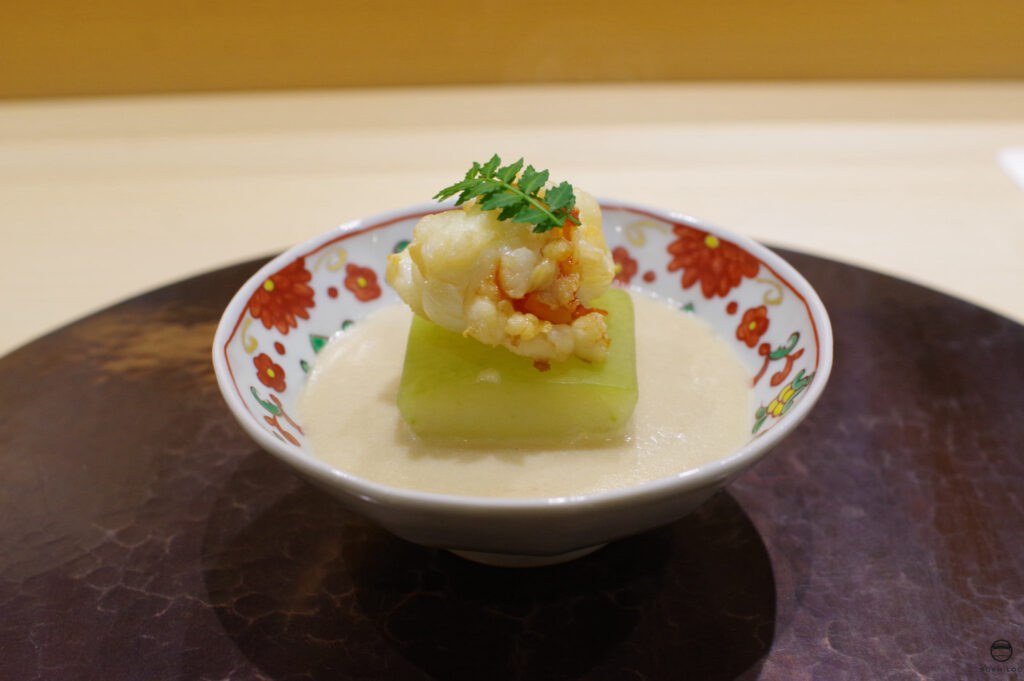 伊勢海老、冬瓜、胡麻出汁