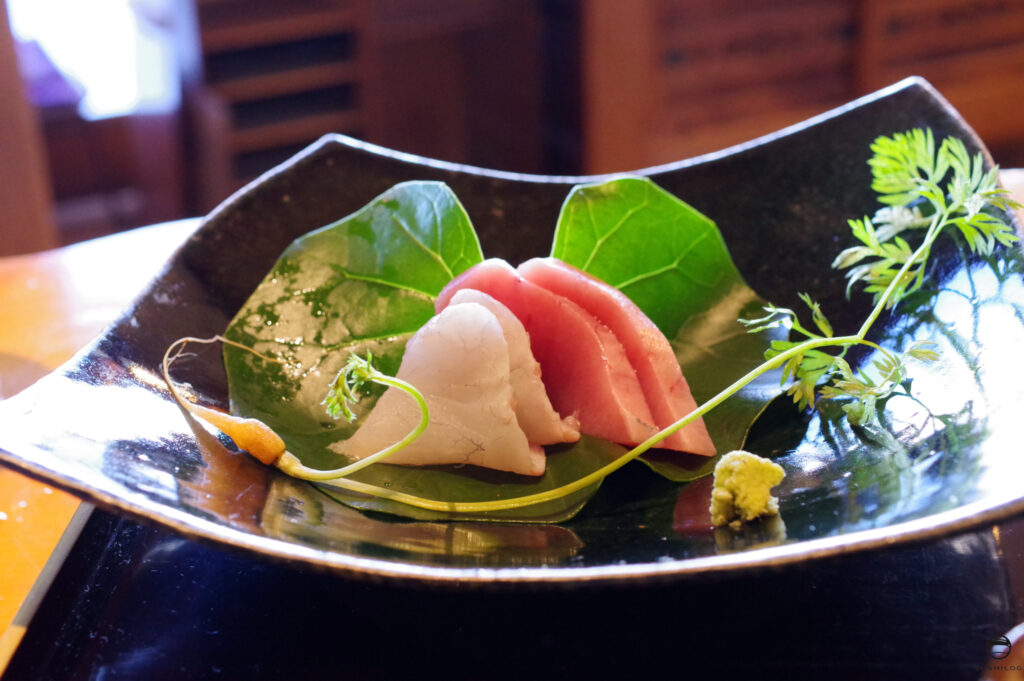 ヒラスズキ、メジマグロの刺身